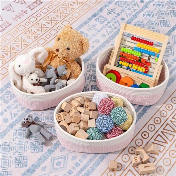 CubesLand Rectangle Organization/Storage Basket, Natural Cotton Rope Woven - Picture 2 of 7